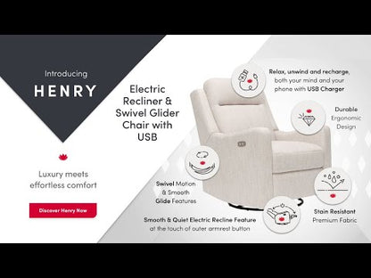 Henry Electric Recliner Glider Chair with USB in Pure Grey