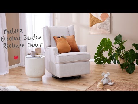 Chelsea Electric Recliner Glider Chair with USB in Egg Shell